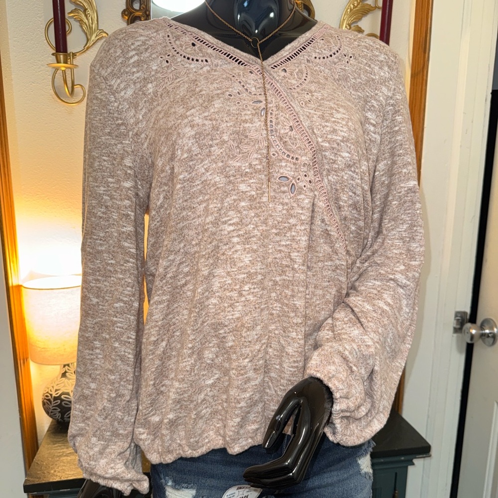 NWT Chic Embroidered Long Sleeve
